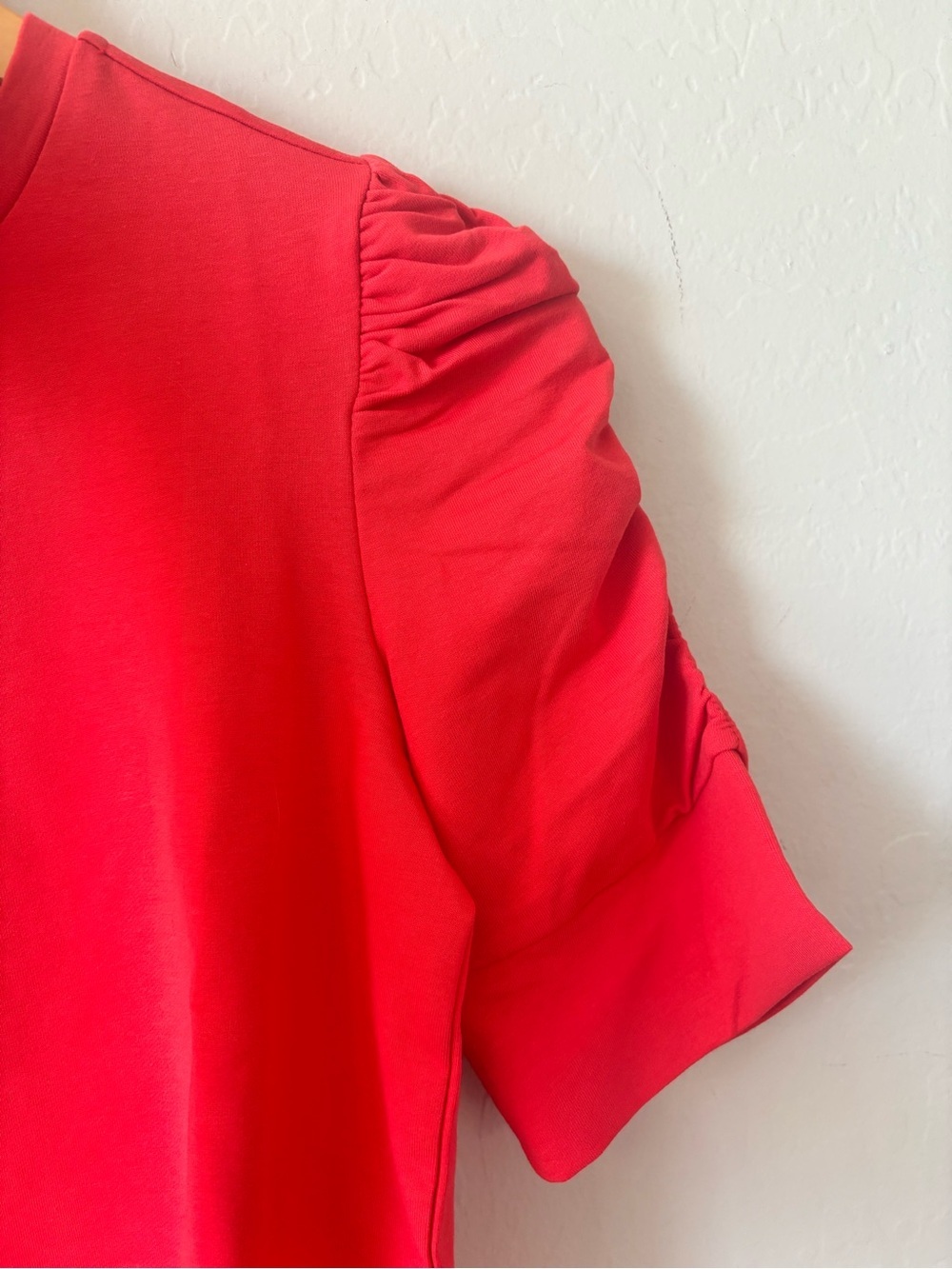 NWT Walter Baker Bright Red Skippy Puff-Sleeve Cotton Tee - Picture 3 of 8